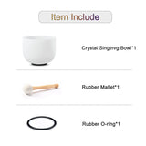 CVNC 8 Inch White Frosted Quartz Crystal Singing Bowl for Sound Healing Meditation Yoga with Free Mallet